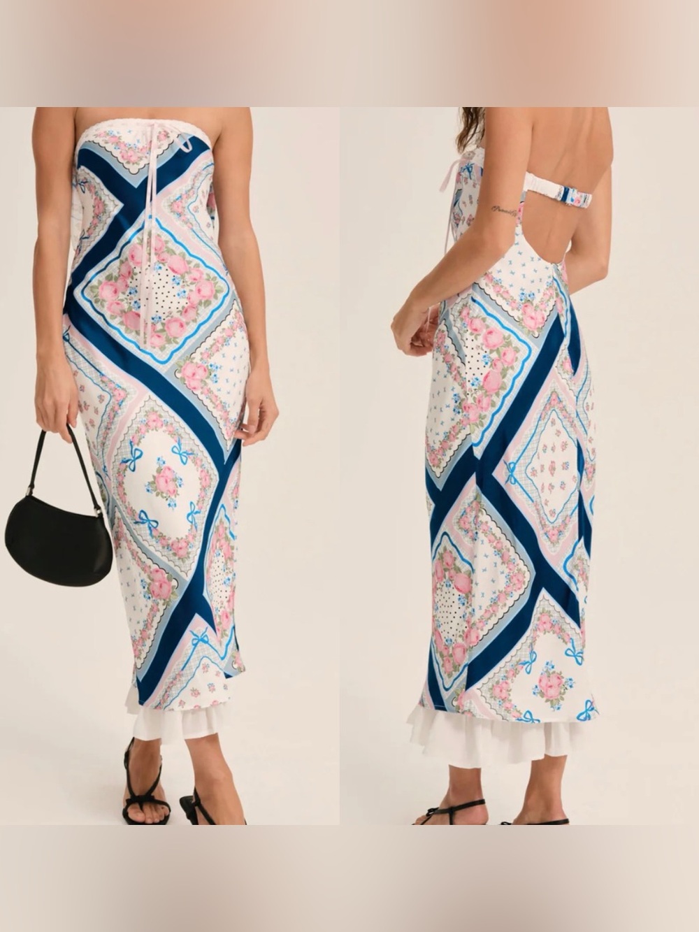 For Love & Lemonsโ Daisy Mae Strapless Satin Midi Dress L